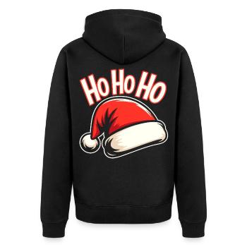 Xmas Santa Design - Unisex Premium Organic Zip Hoodie - black - Back - Nico (187cm)
