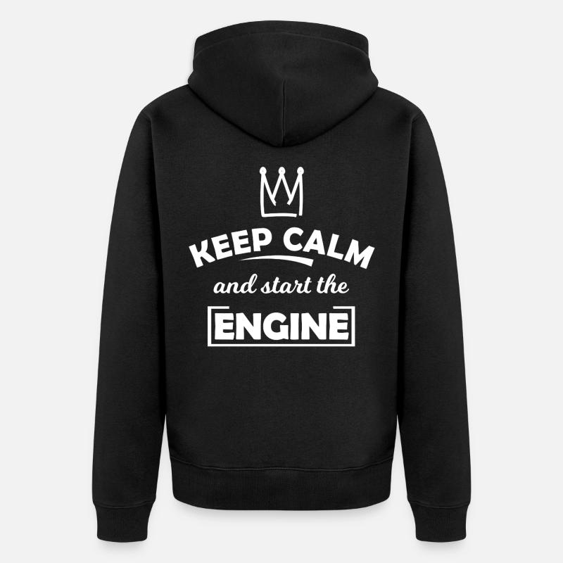 Keep Calm and Start the Engine - Unisex Premium Bio Zip Hoodie - Schwarz