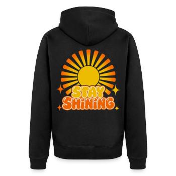 Vibrant Retro Stay Shining the Sunshine - Unisex Premium Organic Zip Hoodie - black - Back - Nico (187cm)