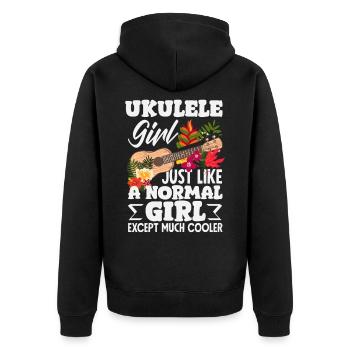 Ne sous-estimez jamais une fille avec un ukulélé Hawaii - Veste à capuche bio Premium Unisexe - noir - Dos - Nico (187cm)