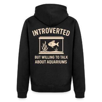 Aquarium Introvertiert Fische Shirt - Unisex Premium Bio Zip Hoodie - Schwarz - Hinten - Nico (187cm)