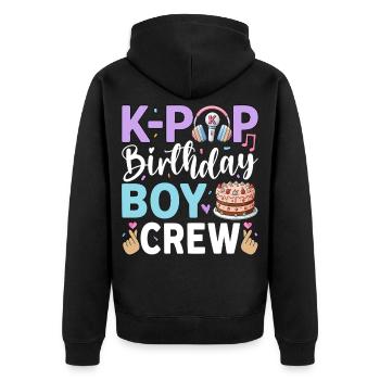 K-Pop Birthday Boy Crew - Unisex Premium Organic Zip Hoodie - black - Back - Nico (187cm)
