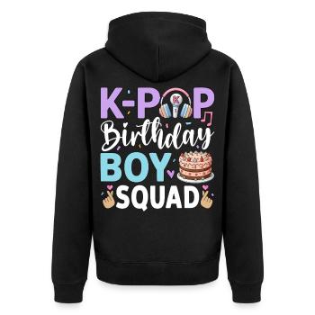 K-Pop Birthday Boy Squad - Unisex Premium Organic Zip Hoodie - black - Back - Nico (187cm)