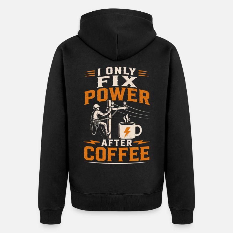 Elektriker Kaffee Spannung Kabel Technik - Unisex Premium Bio Zip Hoodie - Schwarz