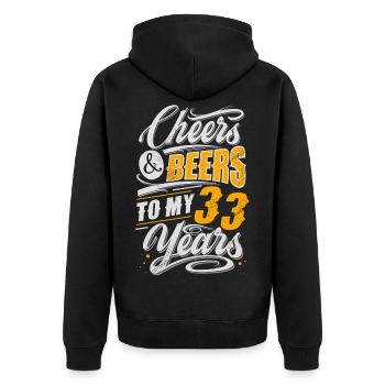 33. Geburtstag - Unisex Premium Bio Zip Hoodie - Schwarz - Hinten - Nico (187cm)