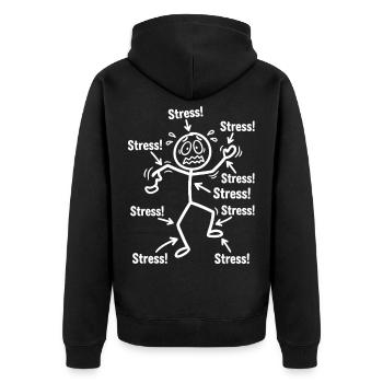 stress_figur_pfeile - Unisex Premium Organic Zip Hoodie - black - Back - Nico (187cm)