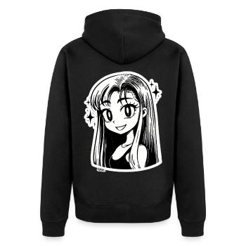 Manga Girl Portrait - Veste à capuche bio Premium Unisexe - noir - Dos - Nico (187cm)