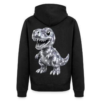 Mignons Dino T-Rex Disco Paillettes 80s et 90 - Veste à capuche bio Premium Unisexe - noir - Dos - Nico (187cm)