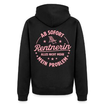 Kollegin Abschied Rente - Ab sofort Rentnerin - Unisex Premium Bio Zip Hoodie - Schwarz - Hinten - Nico (187cm)