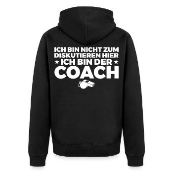 Fußballtrainer Coach nicht zum diskutieren hier - Unisex Premium Bio Zip Hoodie - Schwarz - Hinten - Nico (187cm)