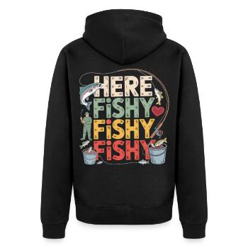 Voilà Chemise Poisson Poisson - Cadeau pour les pêcheurs - Veste à capuche bio Premium Unisexe - noir - Dos - Nico (187cm)