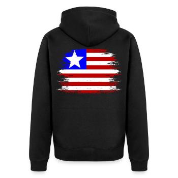 Liberia_Flagge_used - Unisex Premium Organic Zip Hoodie - black - Back - Nico (187cm)