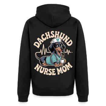 Maman infirmière teckel - Veste à capuche bio Premium Unisexe - noir - Dos - Nico (187cm)
