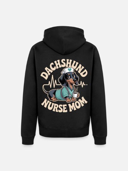 Maman infirmière teckel - Veste à capuche bio Premium Unisexe - noir