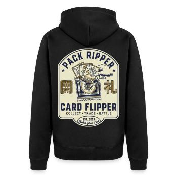 Pack Ripper Card Flipper Collect Trade Battle Crew - Unisex Premium Organic Zip Hoodie - black - Back - Nico (187cm)