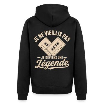 Anniversaire Cadeau humour personnalisé - Veste à capuche bio Premium Unisexe - noir - Dos - Nico (187cm)