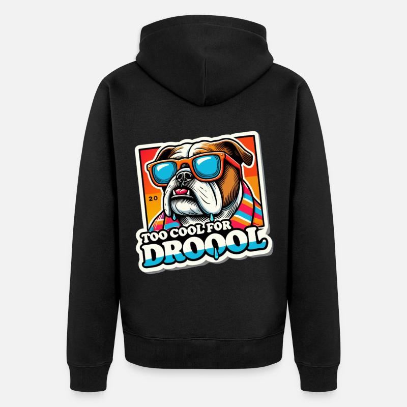 Trop cool pour baver, bouledogue drôle - Veste à capuche bio Premium Unisexe - noir