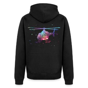 Helikopter Pilot Weltraum Kinder Hubschrauber - Unisex Premium Bio Zip Hoodie - Schwarz - Hinten - Nico (187cm)