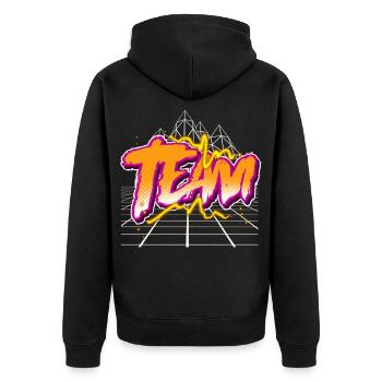 Team - Unisex Premium Organic Zip Hoodie - black - Back - Nico (187cm)