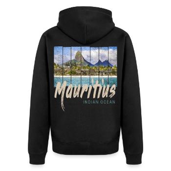 Mauritius im Indischen Ozean Strand Souvenir - Unisex Premium Bio Zip Hoodie - Schwarz - Hinten - Nico (187cm)
