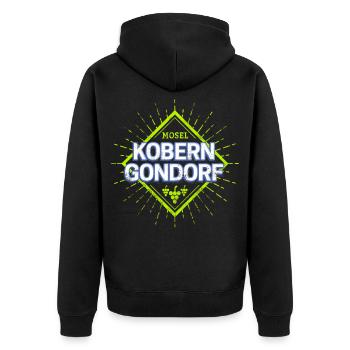 Kobern-Gondorf an der Mosel Weintrauben Souvenir - Unisex Premium Bio Zip Hoodie - Schwarz - Hinten - Nico (187cm)