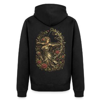 Bogenschießen Bogenschütze - Unisex Premium Bio Zip Hoodie - Schwarz - Hinten - Nico (187cm)