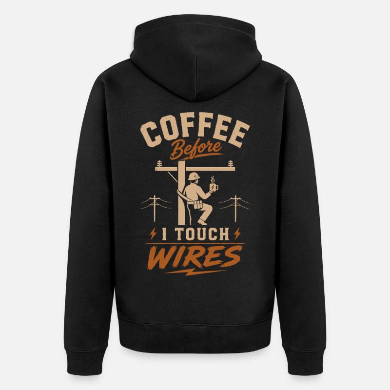 Café avant de toucher les câbles - Veste à capuche bio Premium Unisexe - noir