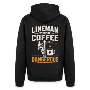 Ein Lineman Ohne Kaffee Ist Gefährlich - Unisex Premium Organic Zip Hoodie - black - Back - Nico (187cm)