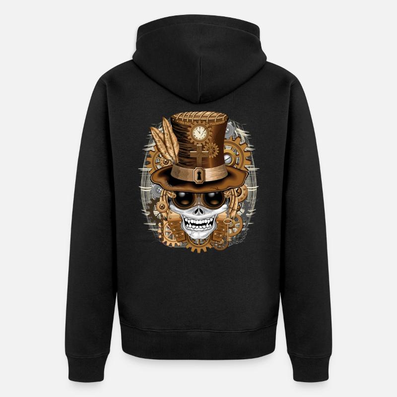Vaudou steampunk Skull - Veste à capuche bio Premium Unisexe - noir
