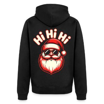 Santa with Sunglasses – Funky Christmas - Unisex Premium Organic Zip Hoodie - black - Back - Nico (187cm)