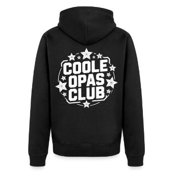 Coole Opas Club Logo - Unisex Premium Bio Zip Hoodie - Schwarz - Hinten - Nico (187cm)
