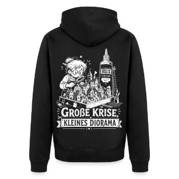 Große Krise, kleines Diorama - Unisex Premium Bio Zip Hoodie - Schwarz - Hinten - Nico (187cm)