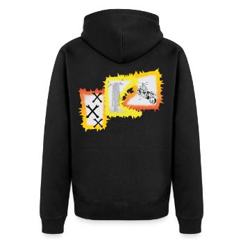 Biker Motorrad Chopper  - Unisex Premium Bio Zip Hoodie - Schwarz - Hinten - Nico (187cm)