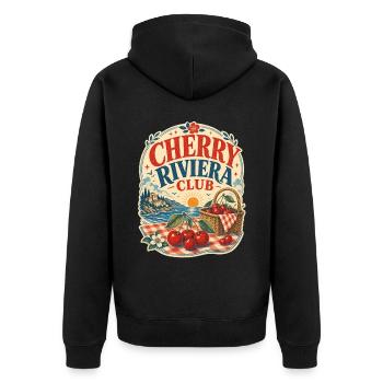 Design d’été du Cherry Riviera Club pour toutes les occasions - Veste à capuche bio Premium Unisexe - noir - Dos - Nico (187cm)