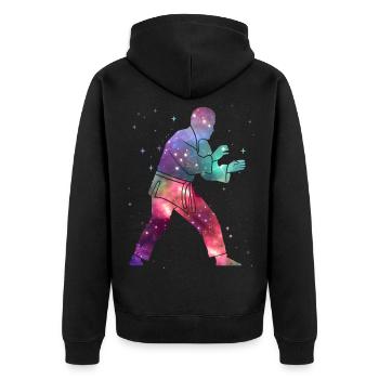 Judo Judoka Weltraum Herren Kinder Kampfsport - Unisex Premium Bio Zip Hoodie - Schwarz - Hinten - Nico (187cm)