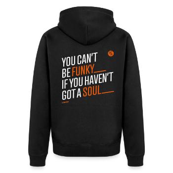 You_cant_be_funky - Unisex Premium Bio Zip Hoodie - Schwarz - Hinten - Nico (187cm)
