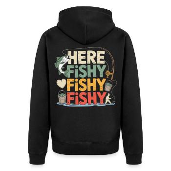 Voici poissons cadeaux pêcheurs et amateurs de poissons - Veste à capuche bio Premium Unisexe - noir - Dos - Nico (187cm)