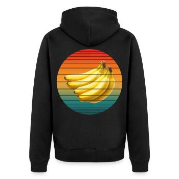 VINTAGE BANANE - Unisex Premium Bio Zip Hoodie - Schwarz - Hinten - Nico (187cm)