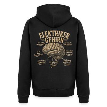 Elektriker Gehirn Humor Shirt - Unisex Premium Bio Zip Hoodie - Schwarz - Hinten - Nico (187cm)