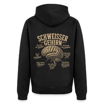 Schweißer Gehirn Humor Shirt - Unisex Premium Bio Zip Hoodie - Schwarz - Hinten - Nico (187cm)