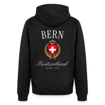 Couronne des armoiries Berne Suisse – Souvenir de voyage - Veste à capuche bio Premium Unisexe - noir - Dos - Nico (187cm)
