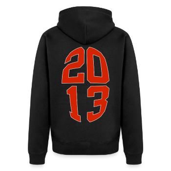 13 JAHRE ALT 2013 13. GEBURTSTAG - Unisex Premium Bio Zip Hoodie - Schwarz - Hinten - Nico (187cm)