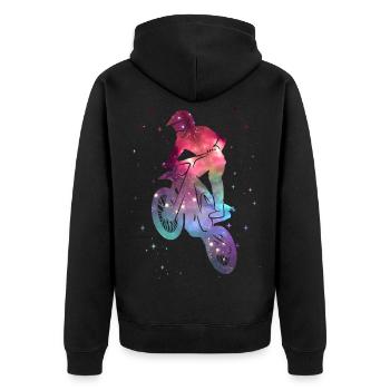 Motocross Dirt Bike Dirt Bike Space Kids - Unisex Premium Organic Zip Hoodie - black - Back - Nico (187cm)
