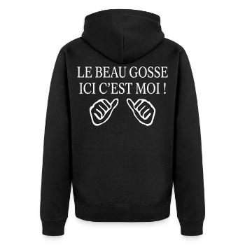 Beau gosse Cadeau humour personnalisé - Veste à capuche bio Premium Unisexe - noir - Dos - Nico (187cm)