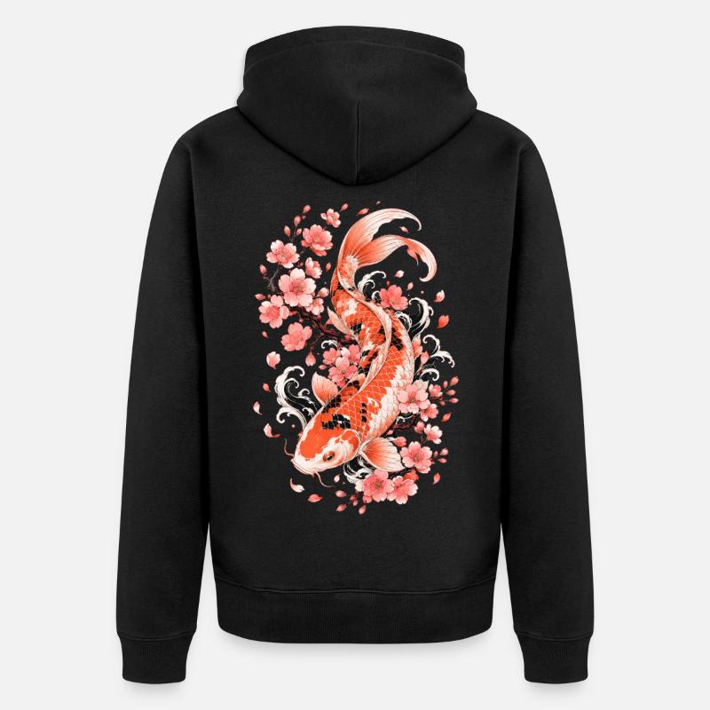 Flux de Koi Sakura - Veste à capuche bio Premium Unisexe - noir