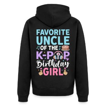 Favorite Uncle of The K-Pop Birthday Girl - Unisex Premium Bio Zip Hoodie - Schwarz - Hinten - Nico (187cm)