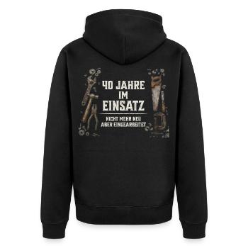 40. Geburtstag Handwerker Geschenk Werkzeug Spruch - Unisex Premium Bio Zip Hoodie - Schwarz - Hinten - Nico (187cm)