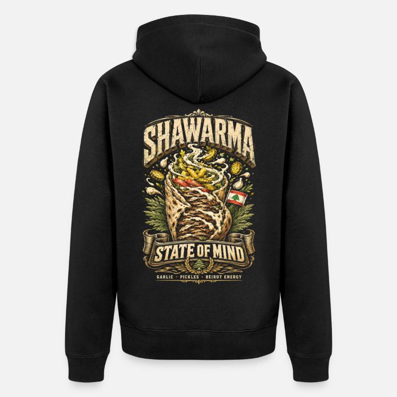 État d’esprit du Shawarma libanais - Veste à capuche bio Premium Unisexe - noir