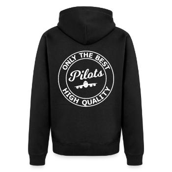Nur die Besten Piloten – Höchste Qualität - Unisex Premium Bio Zip Hoodie - Schwarz - Hinten - Nico (187cm)