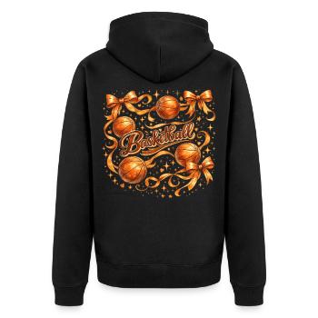 Vintage-Basketballschleifen | Trendiger Sportstil - Unisex Premium Bio Zip Hoodie - Schwarz - Hinten - Nico (187cm)
